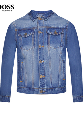 JEDOSS/爵迪斯男装初秋新款字母刺绣蓝色牛仔夹克外套SX005B