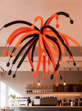 万圣节烟花气球装饰橙色黑色乳胶汽球商场橱窗教室氛围感布置挂件