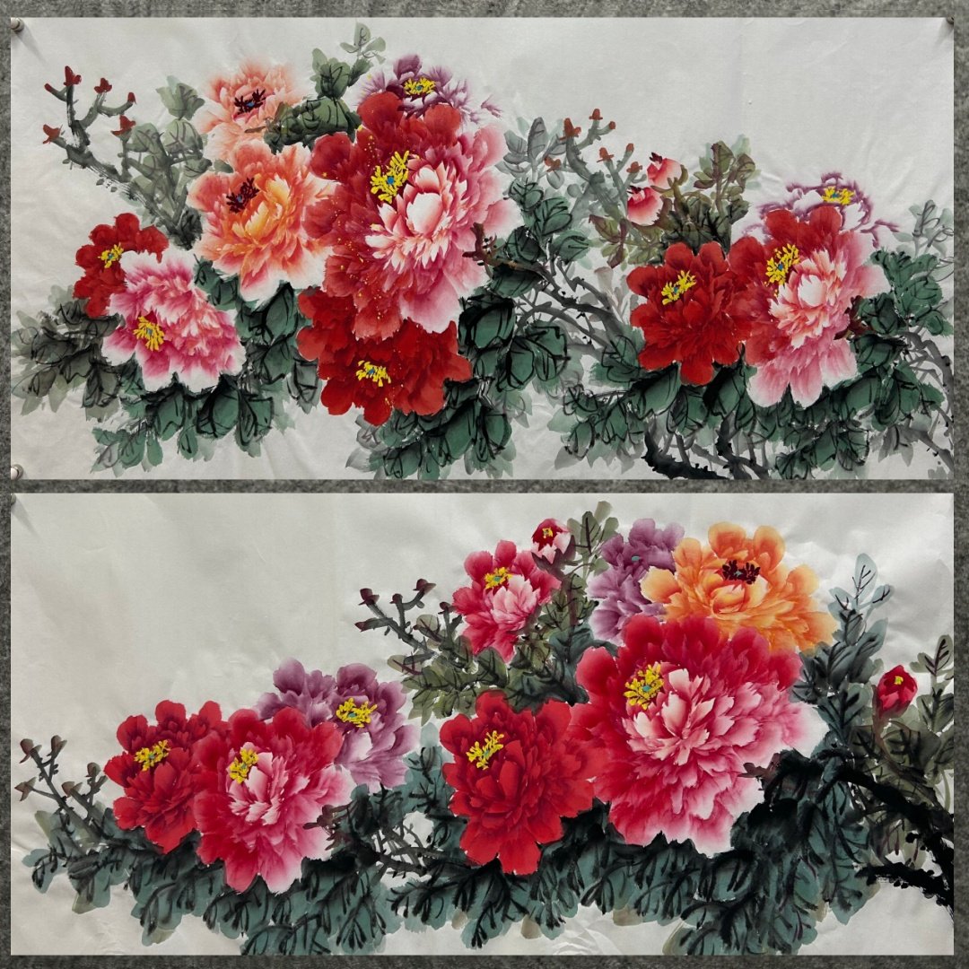 墨香村横幅装饰国画纯手绘花鸟画三尺牡丹花开富贵MV5122626-53