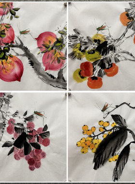 34X34厘米装饰国画字画纯手绘四尺八开花鸟画小品MR5052921-41