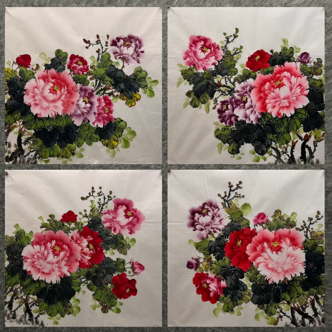 墨香村装饰国画批发花鸟纯手绘四尺斗方牡丹富贵满堂MK4111601-30