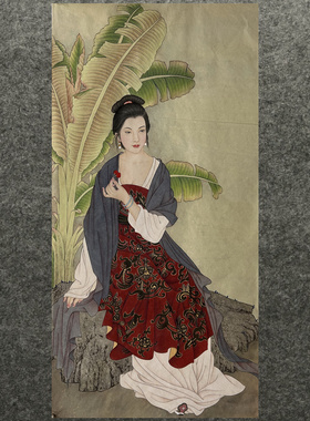 135X66CM国画茶楼会所卧室画纯手绘四尺人物工笔美女图MF5090205