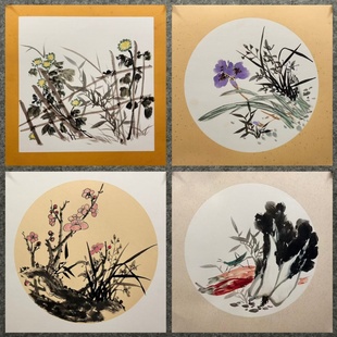 50X50CM玄关装饰国画纯手绘卡纸字画三尺斗方花鸟画MM5121601-30