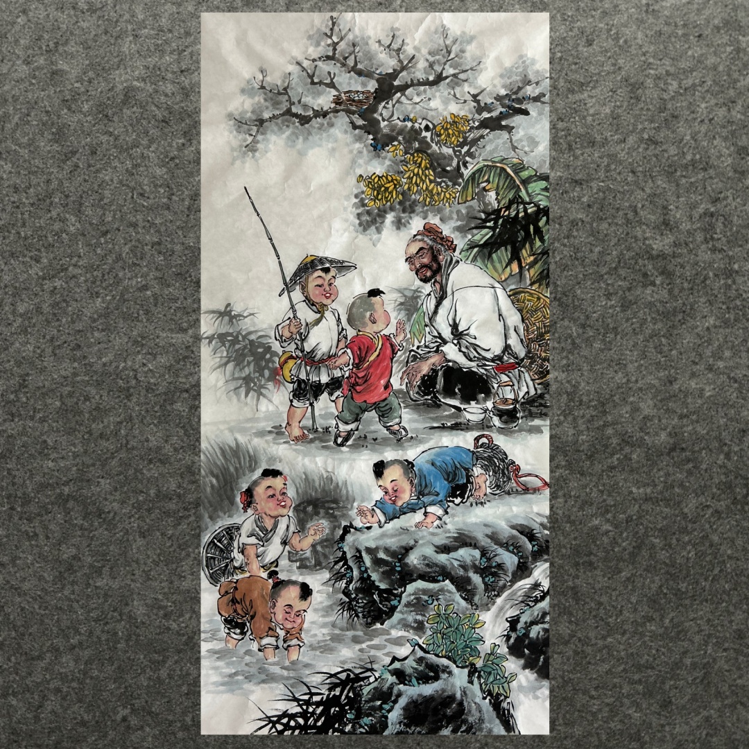 墨香村中堂精品装饰纯手绘国画字画四尺人物画童子MR5120501-2