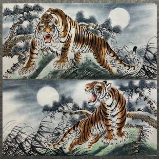 墨香村装饰国画下山虎酒店走廊上山虎纯手绘四尺老虎MY4091219-30