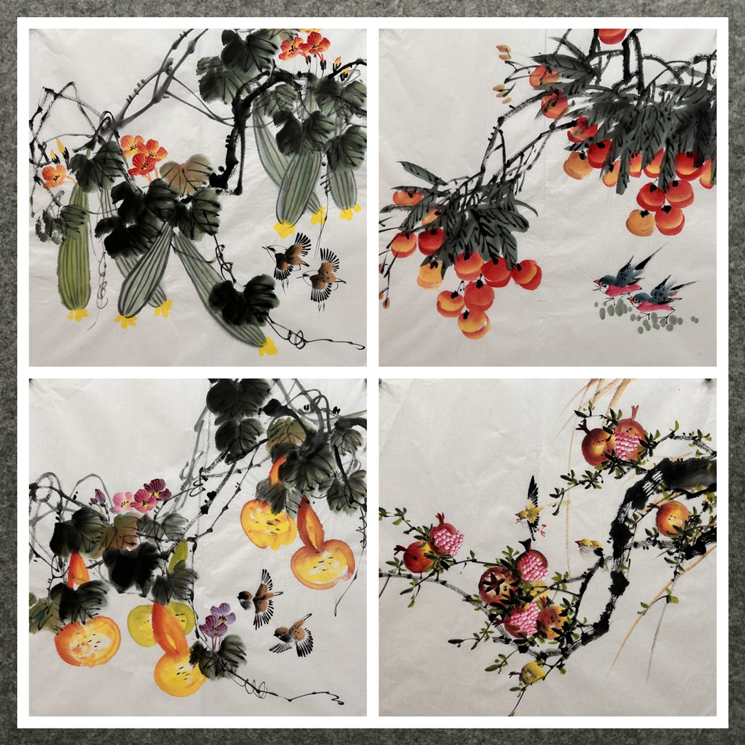 处理画面有裂痕国画水果蔬菜纯手绘四尺斗方花鸟画MW5030601-30