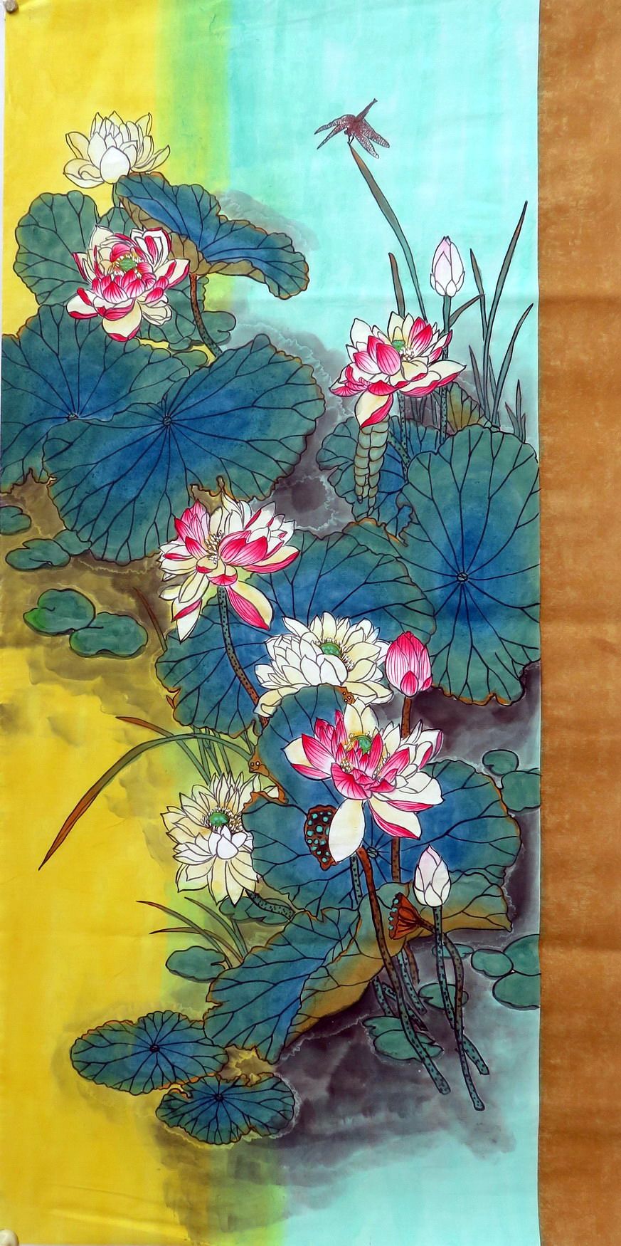 【墨香村】精品中堂装饰宣纸国画工笔蜻蜓纯手绘四尺荷花MH716