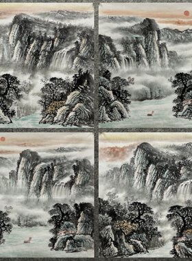 68X68厘米装饰国画纯手绘四尺斗方山水画旭日东升MD6071031-50