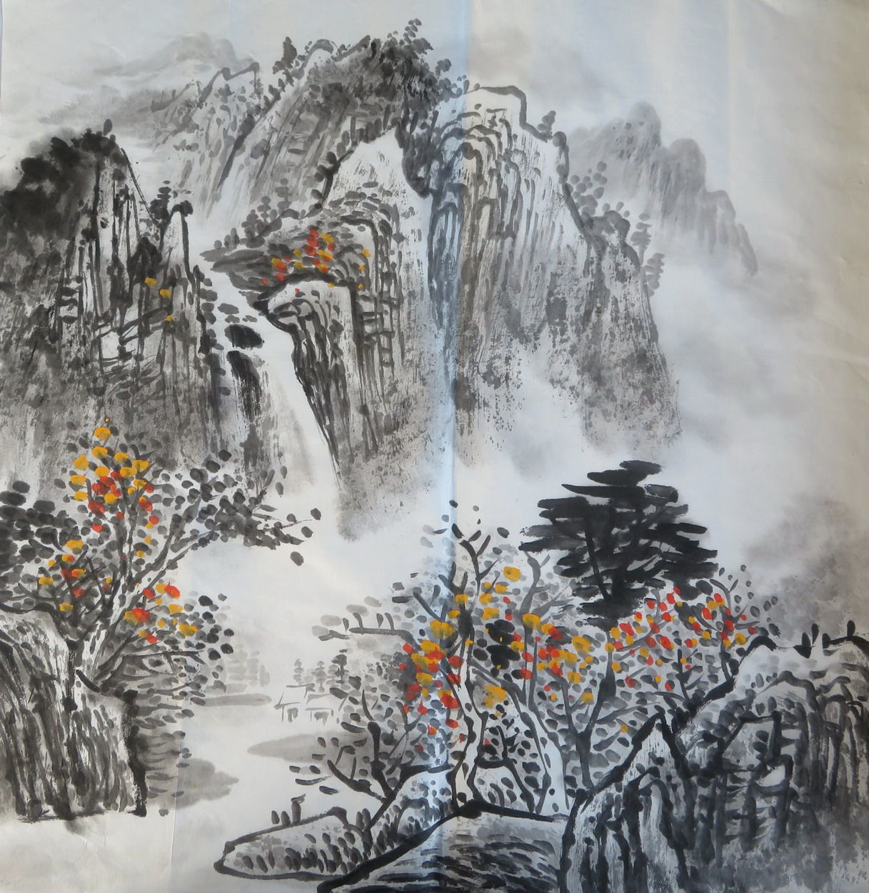 【墨香村】特价装饰国画纯手绘水墨挂画三尺斗方山水画ml11128010
