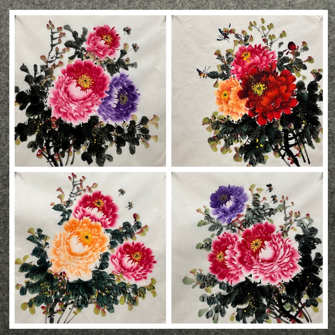 墨香村装饰国画花鸟字画纯手绘三尺斗方牡丹花开富贵MD5101961-73