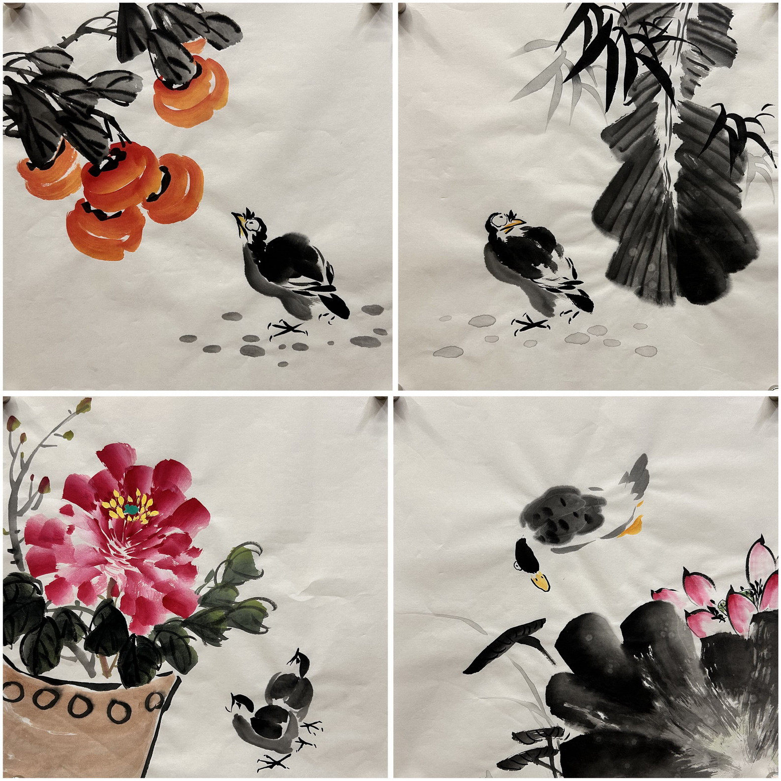 34X34厘米过道装饰国画花鸟字画纯手绘四尺八开花鸟画小品未装裱,家居饰品,国画,淘宝优惠券,粉丝福利购,淘宝优惠卷