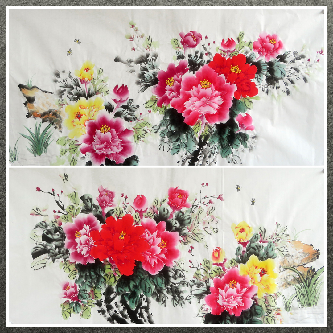 墨香村横幅装饰国画花鸟字画纯手绘四尺牡丹富贵满堂MF4080101-26