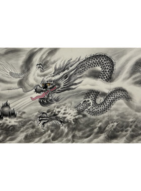 墨香村精品客厅装饰国画纯手绘动物四尺龙祥龙戏珠MW5010111-20