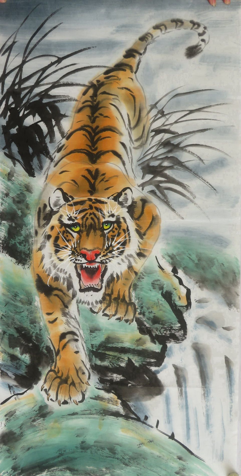 墨香村装饰国画下山虎酒店走廊字画上山虎纯手绘三尺老虎 雄风01