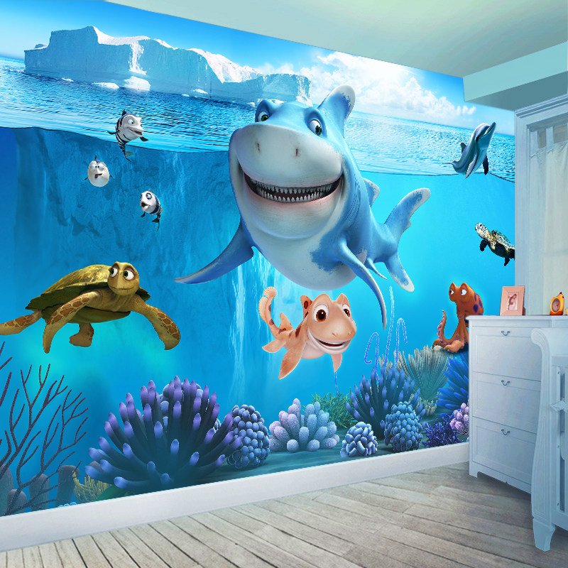 高清海洋世界海报墙贴海豚鲨鱼海洋鱼自粘超大海报游泳场装饰品,家居饰品,软装墙贴,淘宝优惠券,粉丝福利购,淘宝优惠卷