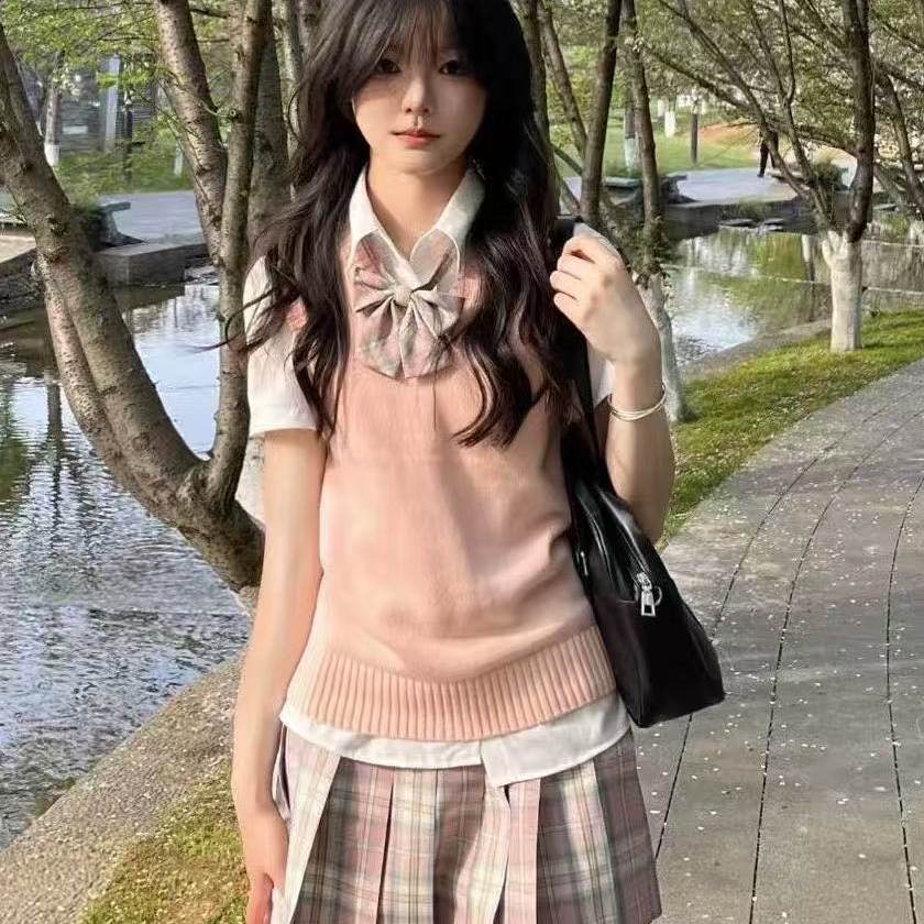 JK制服日系学院风粉马甲JK春时裙