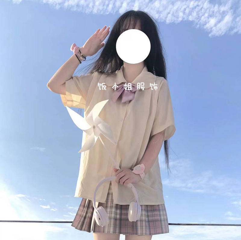 jk少女日系学院风娃娃领衬衫上衣百褶裙套装2023春夏季甜美制服