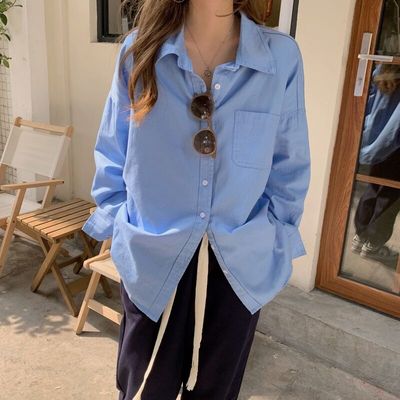 慵懒港风简约纯色百搭衬衣