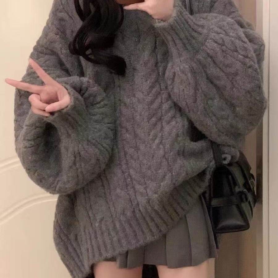 麻花宽松毛衣秋冬韩系针织衫