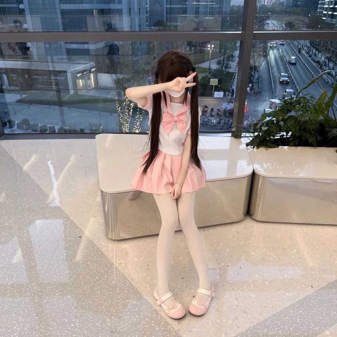 原创jk制服套装粉色蓝色三本水手服夏季软萌可爱少女学生学院风