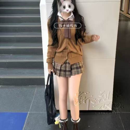 小棕同格/JK制服针织衫秋冬款软妹开衫长袖毛衣外套jk格裙套装女