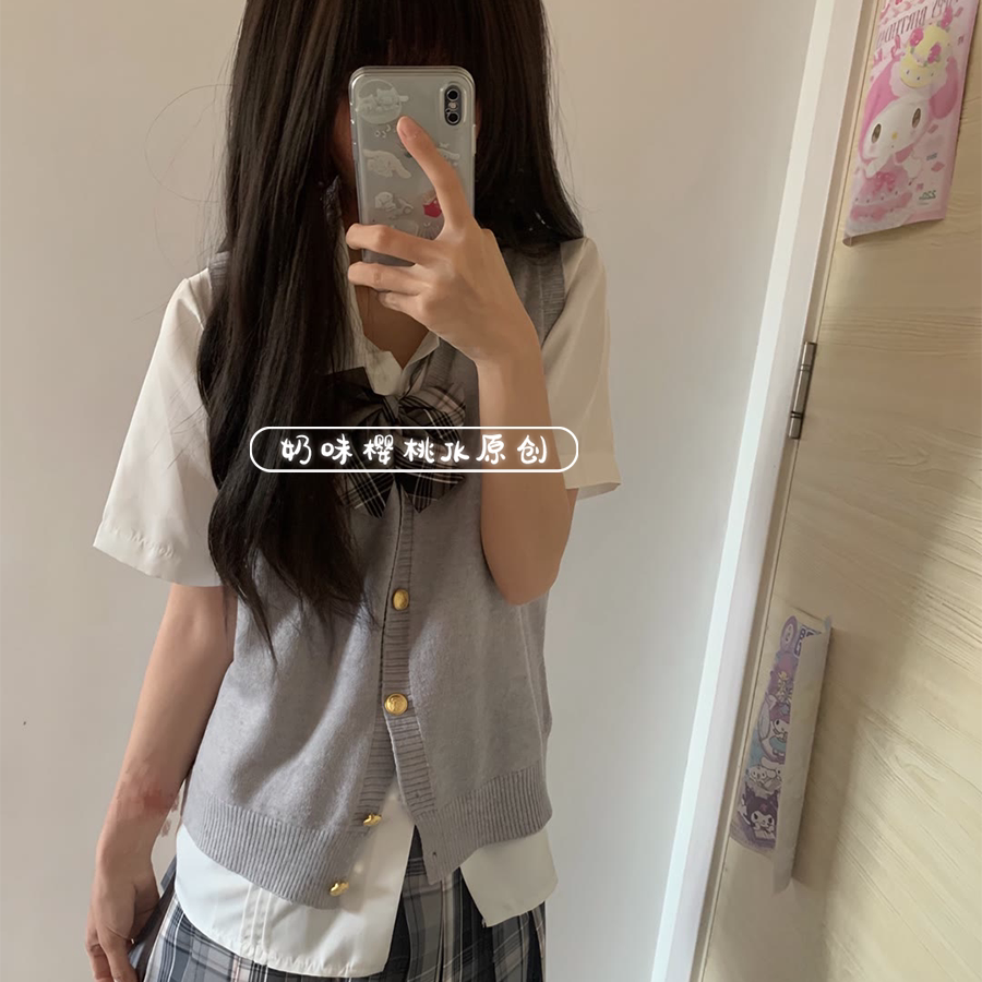 日系学院风原创jk制服套装马甲
