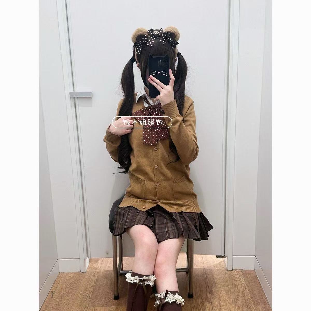 日系JK制服针织衫学院风开衫格裙