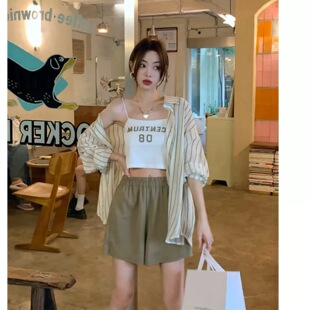 外套女秋季 宽松显瘦休闲设计感小众防晒上衣 衬衫 韩系chic条纹长袖