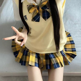 套装 原创jk制服背心马甲夏季 日系学院格裙百褶裙长袖 纯欲短袖 衬衫