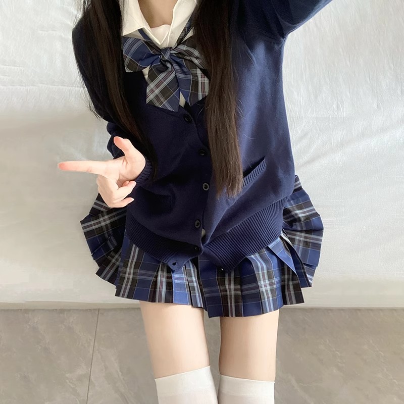 日系jk原创正版针织制服小个子春秋校供长袖毛衣开衫学院外套秋冬