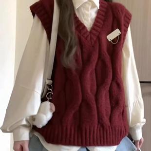 ins風(fēng)爆款 毛衣v領(lǐng)針織外套女秋冬新款 疊穿jk制服女通勤校供感開衫