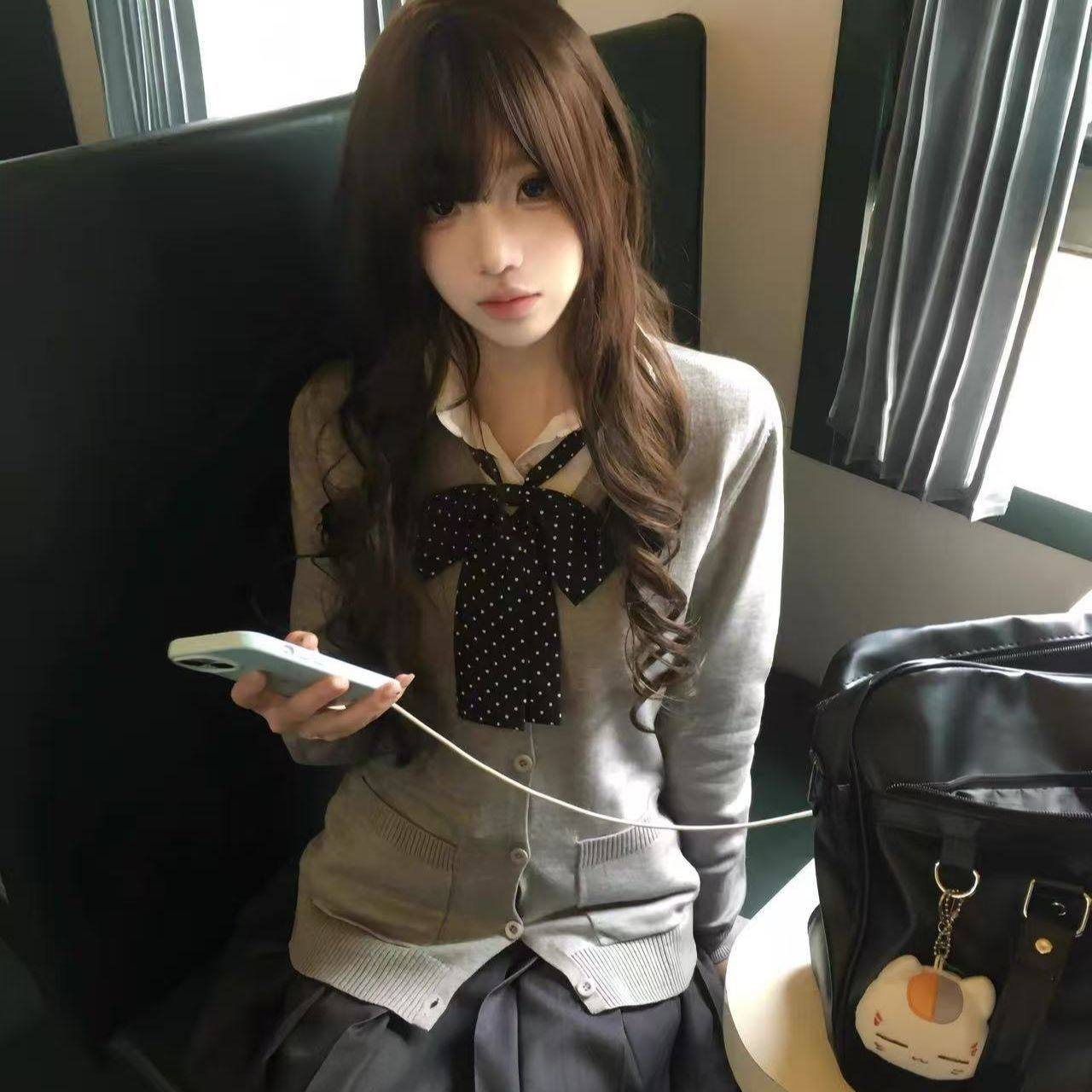 原创jk制服辣妹纯欲日系学院风校供感套装毛衣衬衫百褶裙春秋百搭