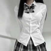 衬衣女秋冬款 学姐收腰衬衫 原创JK制服纯欲辣妹风显瘦百搭白色长袖