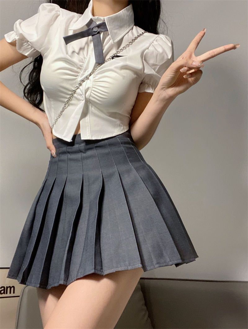 学院风收腰显瘦jk制服短袖衬衫
