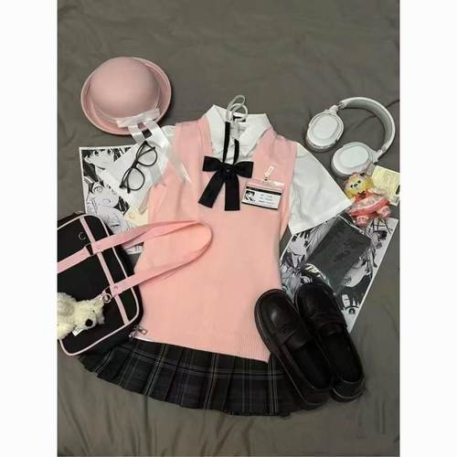 jk制服原创正版格裙短裙学院风系列套装女日系套头马甲背心一整套