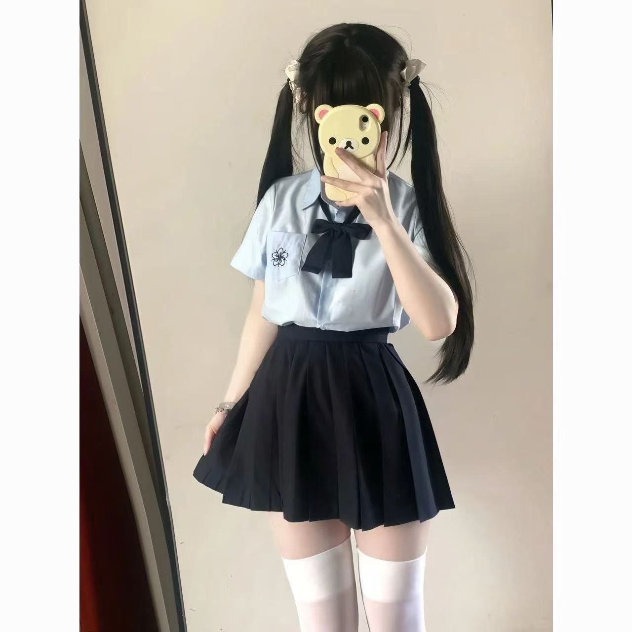 日系夏季基础原创樱木北刺绣衬衫