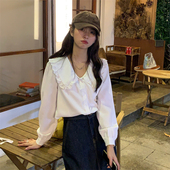 女装 春秋季 2022新款 气质娃娃领衬衫 设计感小众法式 甜美别致上衣服