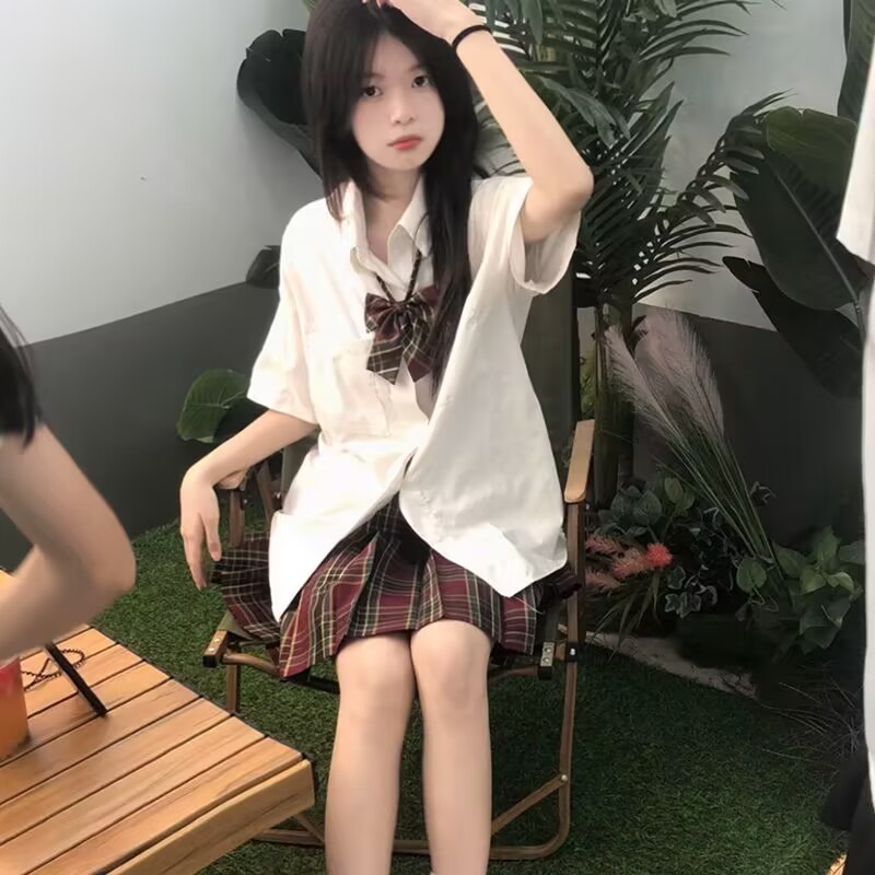 jk制服衬衫纯色宽松百搭衬衣