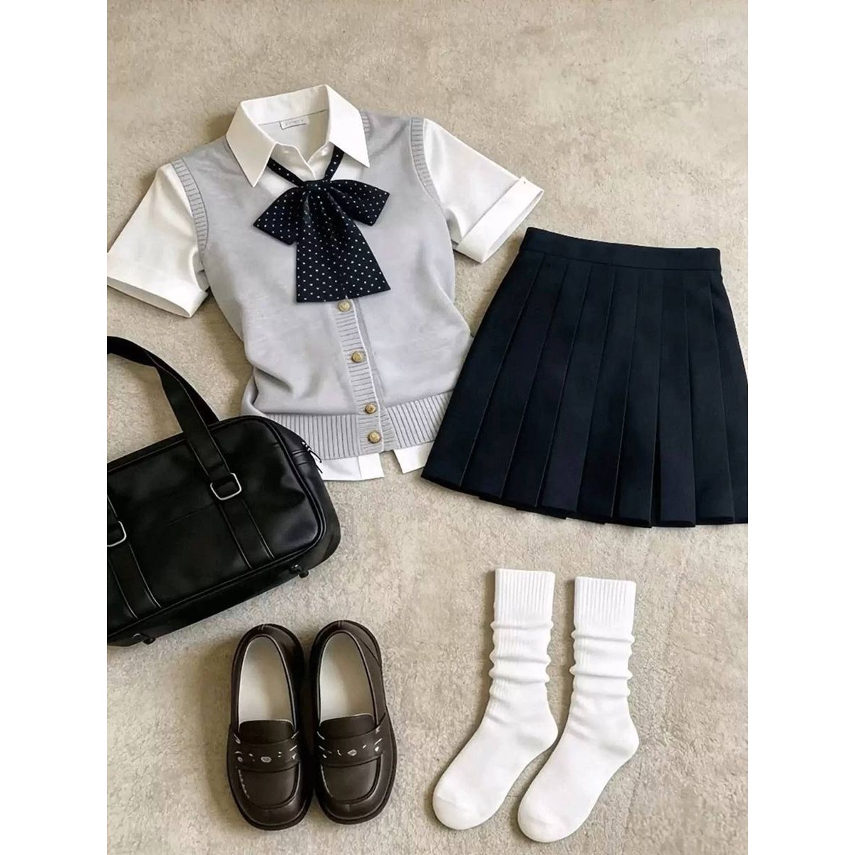 套装原创日系学院风JK制服纯色针织衫开衫马甲衬衫背心上衣绀裙jk