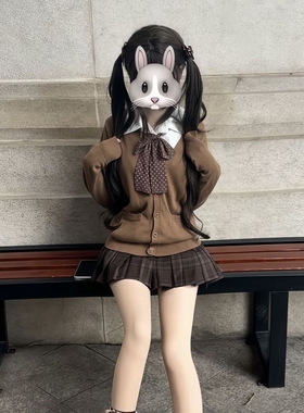 日系JK制服针织衫糖炒栗子配色软妹穿搭一整套开衫毛衣外套jk格裙