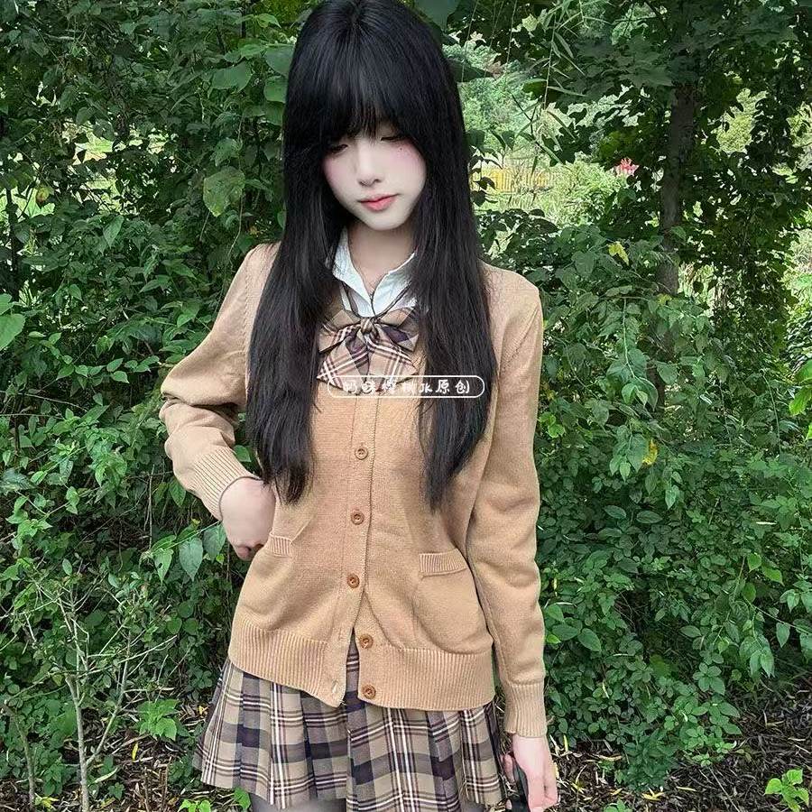 日系JK制服格裙套装开衫学院风