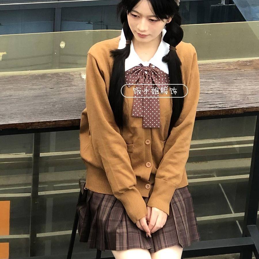 焦糖可颂/学院风JK制服开衫格裙