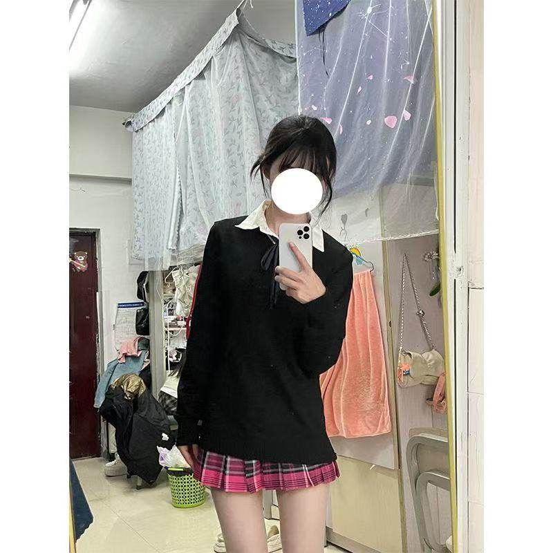 JK制服套头毛衣秋冬学院格裙套装