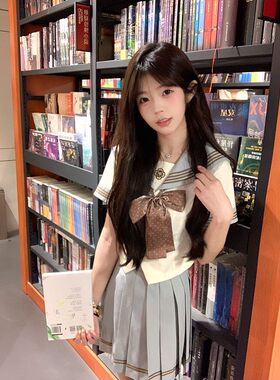 甜美JK水手服春夏短袖套装
