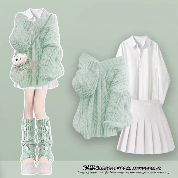 小香风针织毛衣裙子学院风早春