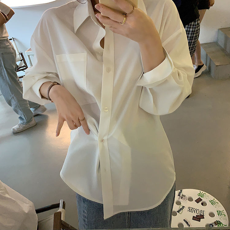 春秋季设计感小众百搭风白色衬衫