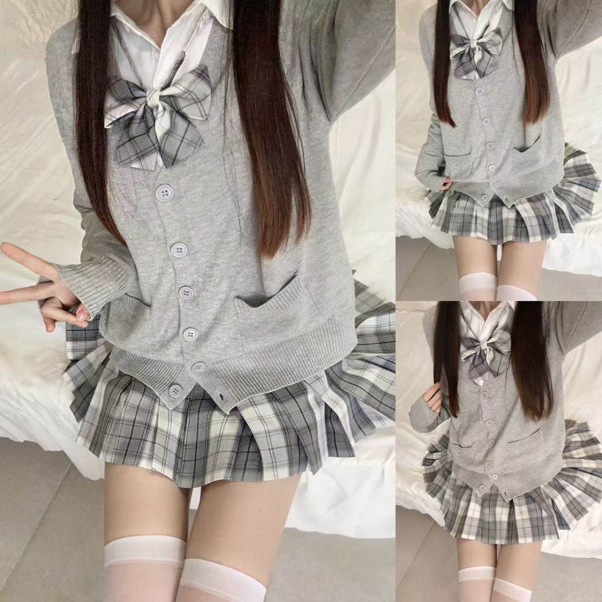 叠穿慵懒风jk制服外套多色款开衫外穿遮肉针织衫可爱显瘦长袖毛衣