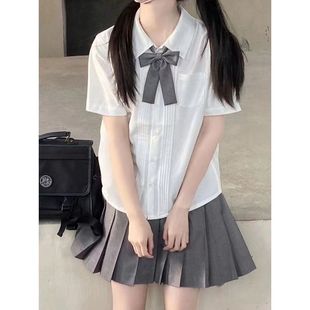 衬衣 校供白色短袖 学院风毕业班服风琴褶JK制服衬衫 女夏原创基础款