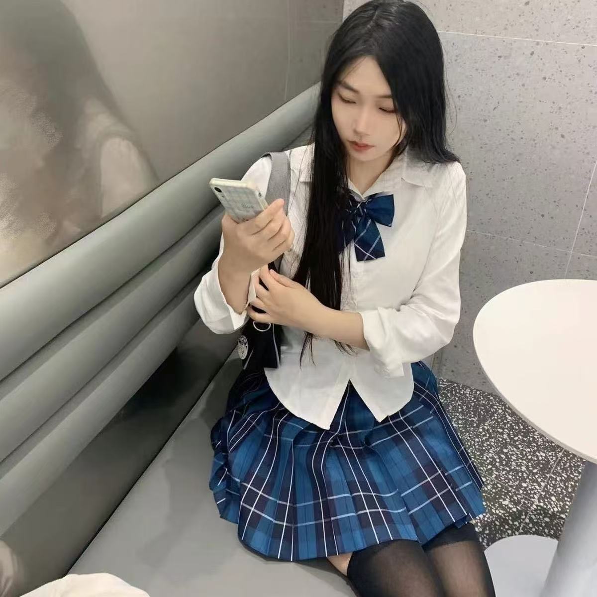 单件/套装辣妹修身纯欲衬衫jk裙