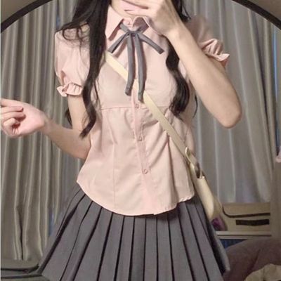 JK制服收腰衬衫短袖学院风修身